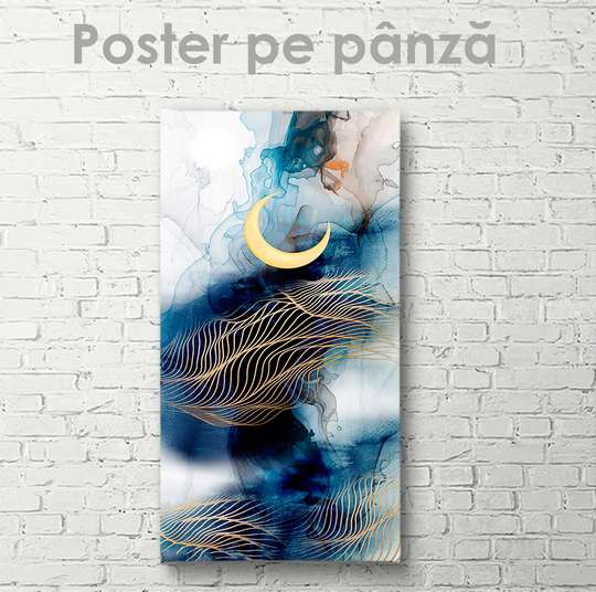 Poster - Luna pe un fundal abstract, 30 x 60 см, Panza pe cadru