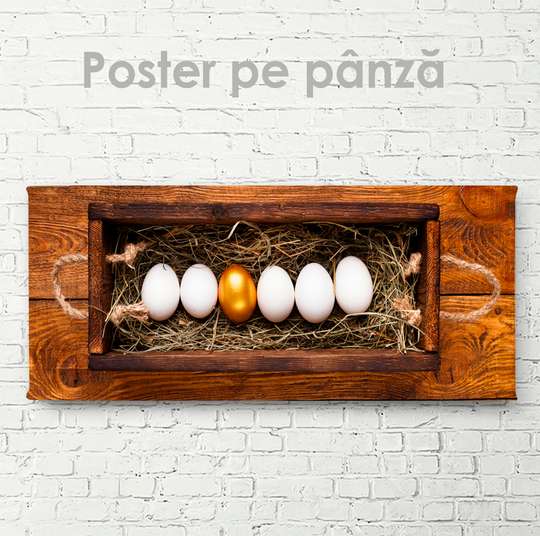 Постер - Золотое яйцо, 90 x 30 см, Холст на подрамнике, Еда и Напитки
