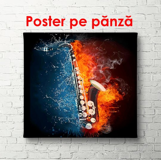 Постер, Саксофон на ярком фоне, 60 x 90 см, Постер в раме