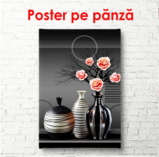 Постер, Современный натюрморт с розами, 60 x 90 см, Постер в раме