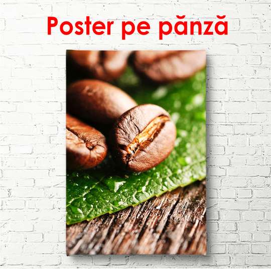 Постер - Кофейные зерна крупным планом, 45 x 90 см, Постер в раме, Еда и Напитки