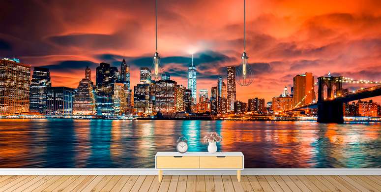 Wall Mural - Scarlet sunset over the city