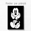 Постер - Черно белый Микки Маус, 30 x 45 см, Холст на подрамнике, Для Детей