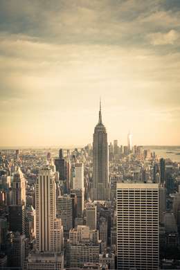 Фотообои - Нью Йорк на фоне заката бежевого цвета