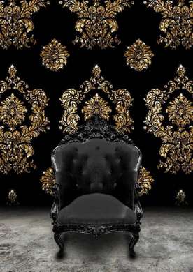 Poster - Black armchair on wallpaper background, 60 x 90 см, Framed poster
