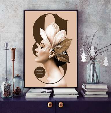 Poster - Profile of a girl on the cover of a magazine, 30 x 60 см, Canvas on frame
