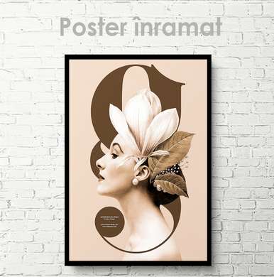 Постер - Профиль девушке на обложке журнала, 30 x 60 см, Холст на подрамнике