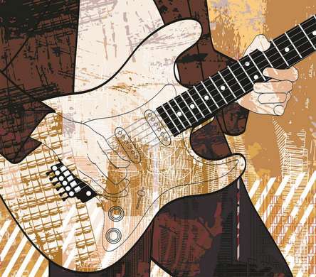 Poster - Chitară în mâinile unui muzician, 100 x 100 см, Poster înrămat