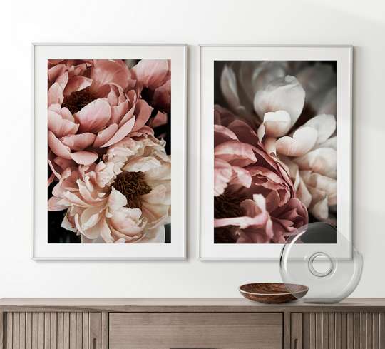 Poster - Delicate rose flowers, 60 x 90 см, Framed poster on glass, Sets