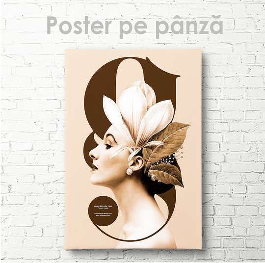 Постер - Профиль девушке на обложке журнала, 30 x 60 см, Холст на подрамнике, Гламур