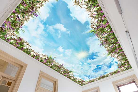 Wall Mural - Spring flowers against the blue sky