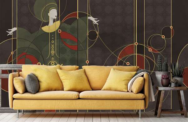 Wall Mural - Abstract girl with golden elements