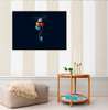 Poster - Astronaut with balloons in black space, 60 x 30 см, Canvas on frame