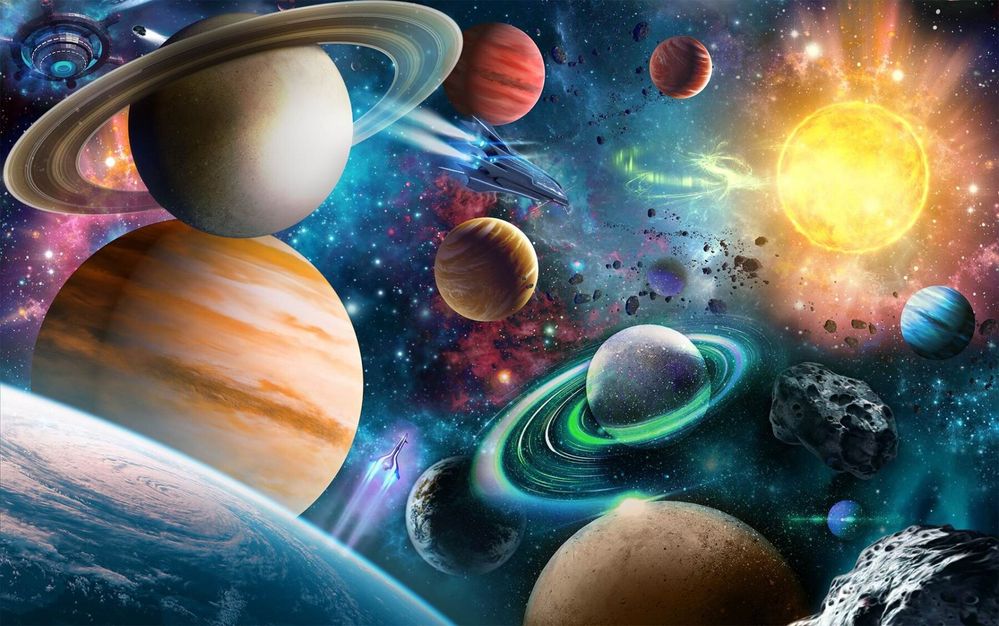 Beautiful planets educational school wall murals