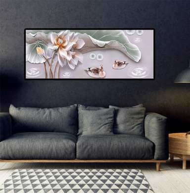 Poster - Floare gingașă și rățuște, 60 x 30 см, Panza pe cadru