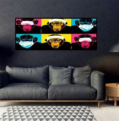 Poster, Maimuțele drăguțe, 60 x 30 см, 30 x 45 см, Panza pe cadru