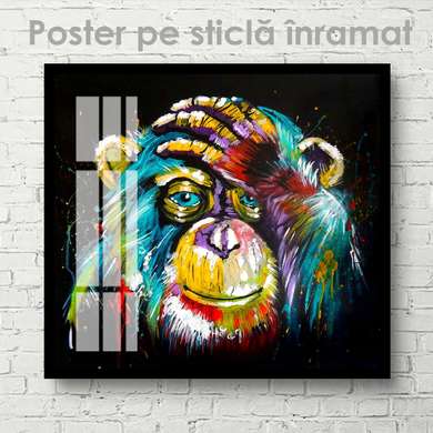 Poster, O maimuță, 40 x 40 см, Panza pe cadru