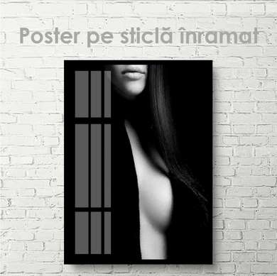 Poster - Imagine alb-negru a unei fete, 60 x 90 см, Panza pe cadru