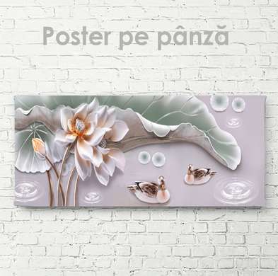 Poster, Floare gingașă și rățuște, 60 x 30 см, Panza pe cadru