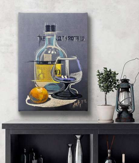 Poster - Băutură în stilul naturii moarte, 30 x 45 см, Panza pe cadru, Alimente și Băuturi