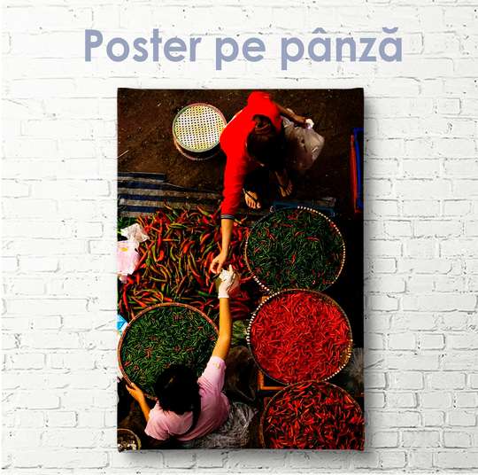 Poster selling spices, 30 x 60 см, Canvas on frame, Food and Drinks