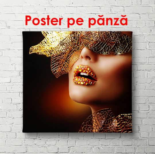 Poster - Glamour de aur, 40 x 40 см, Panza pe cadru, Glamour