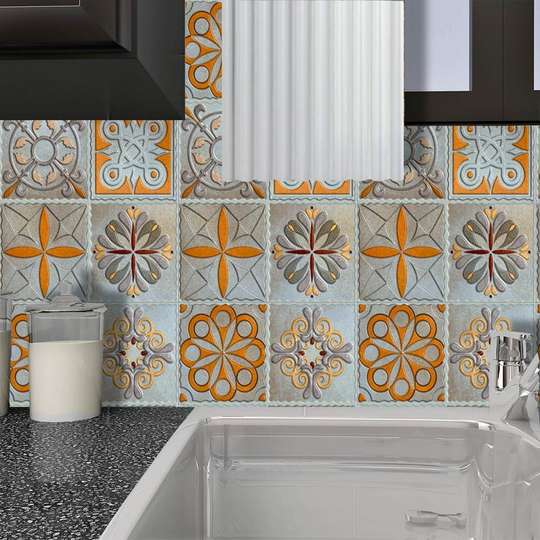 Tile with abstract bright ornaments, Imitation tiles