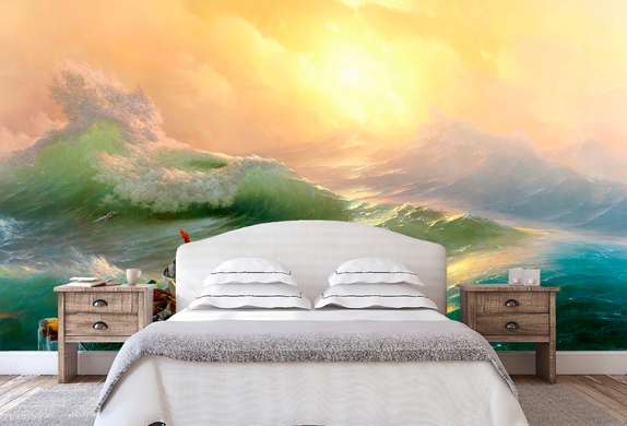 Wall Mural - People in the stormy sea