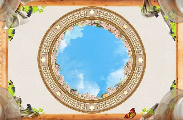 Wall Mural - View of the sky through a round window