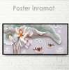 Постер - Нежный цветок и утки, 60 x 30 см, Холст на подрамнике