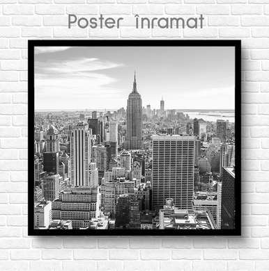 Постер - Вид на прекрасный город с небоскребами, 40 x 40 см, Холст на подрамнике