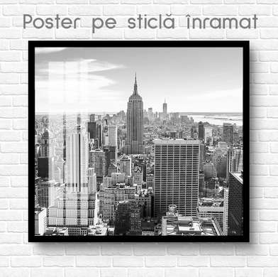 Poster - View of a beautiful city with skyscrapers, 40 x 40 см, Canvas on frame