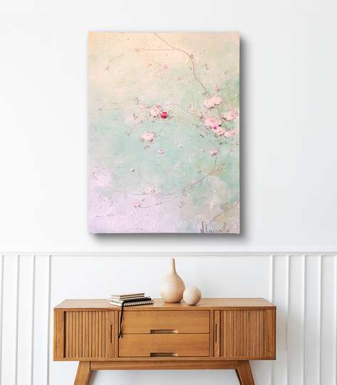 Poster - Twigs with delicate flowers, 30 x 45 см, Canvas on frame, Flowers