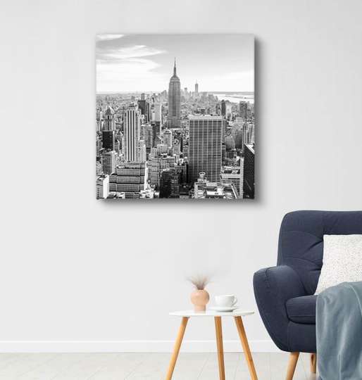 Poster, Vedere a unui oras frumos cu zgarie-nori, 40 x 40 см, Panza pe cadru