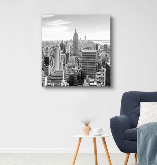 Постер, Вид на прекрасный город с небоскребами, 40 x 40 см, Холст на подрамнике