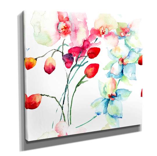 Poster - Watercolor flowers, 40 x 40 см, Canvas on frame, Art