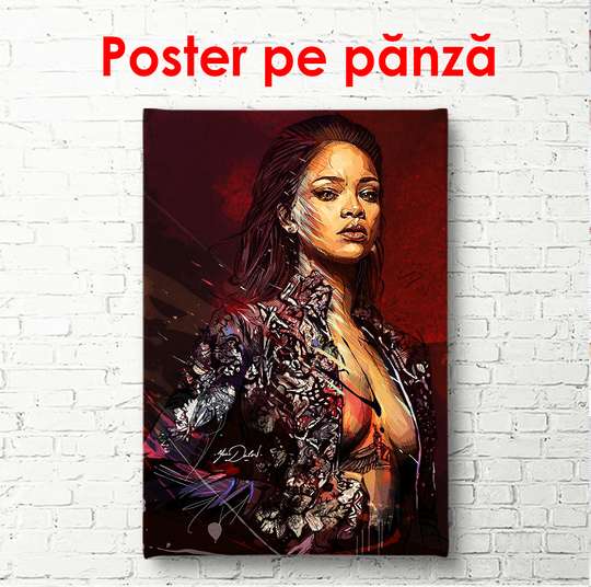 Постер - Портрет певицы Рианны, 60 x 90 см, Постер в раме