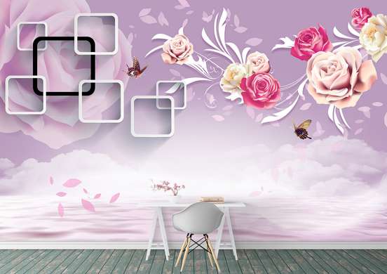 Wall Mural - Roses on purple background