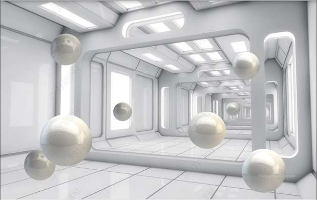 Fototapet 3D - Bile albe într-un tunel 3d