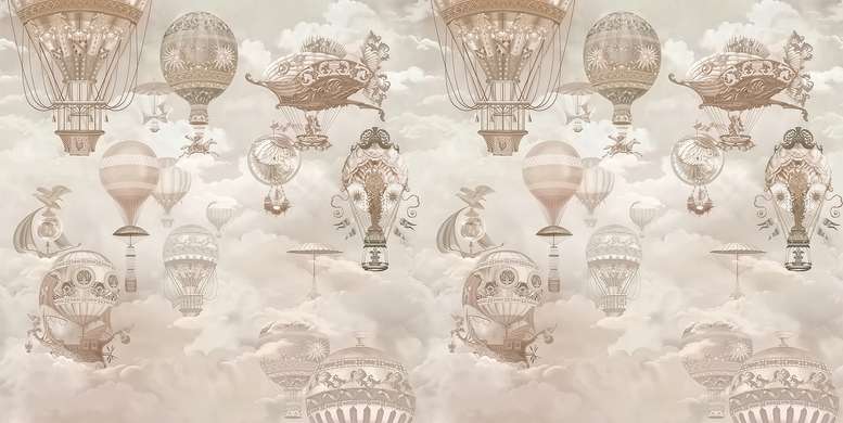 Fototapet - Baloane cu aer cald pe un cer pudrat