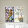 Autocolant pentru Ferestre, Vitraliu decorativ geometric cu floarea soarelui, 60 x 90cm, Transparent