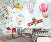Nursery Wall Mural - Cute animals, balloons and planes with animals over a bright city