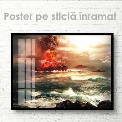 Poster - O erupție vulcanică, 45 x 30 см, Panza pe cadru