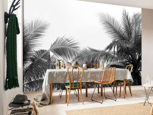 Wall Mural - Black and white palm branches