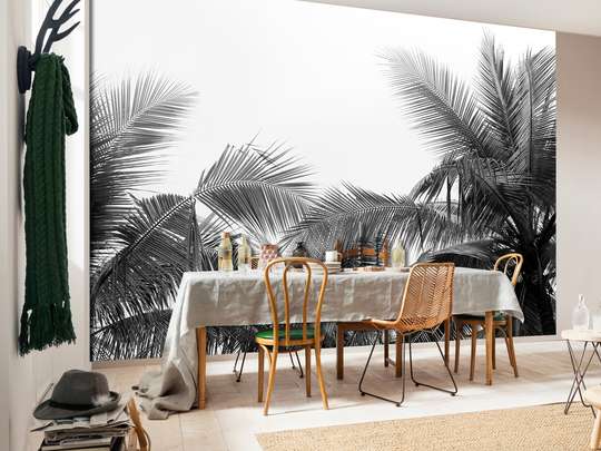 Wall Mural - Black and white palm branches