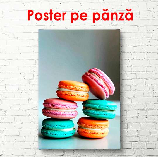Poster - Multicolored macarons, 45 x 90 см, Framed poster, Food and Drinks