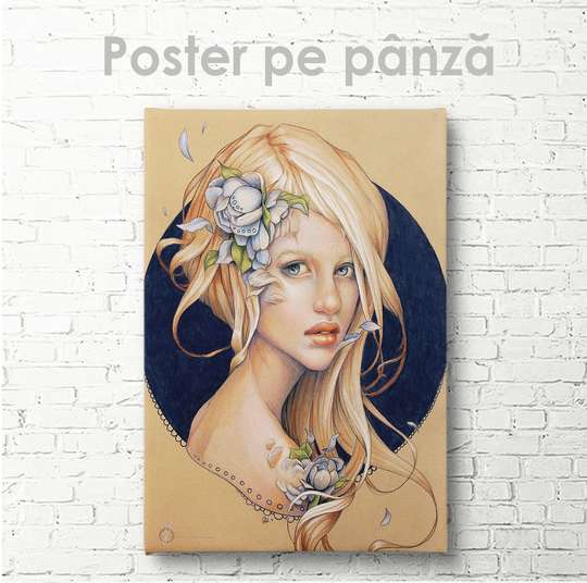 Poster - Fată drăguță, 30 x 45 см, Panza pe cadru, Fantezie