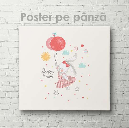 Poster Flying Bunny, 40 x 40 см, Canvas on frame, For Kids