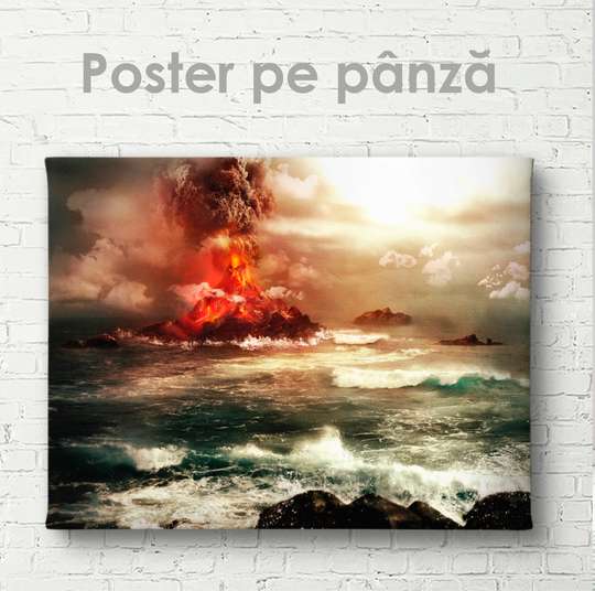 Постер - Извержение вулкана, 45 x 30 см, Холст на подрамнике, Природа