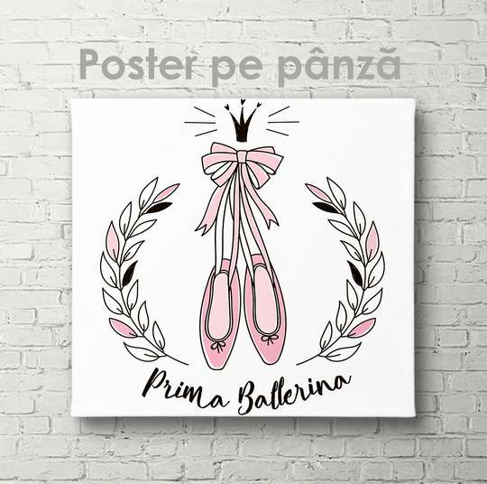 Poster - Ballerina shoes, 40 x 40 см, Canvas on frame, For Kids